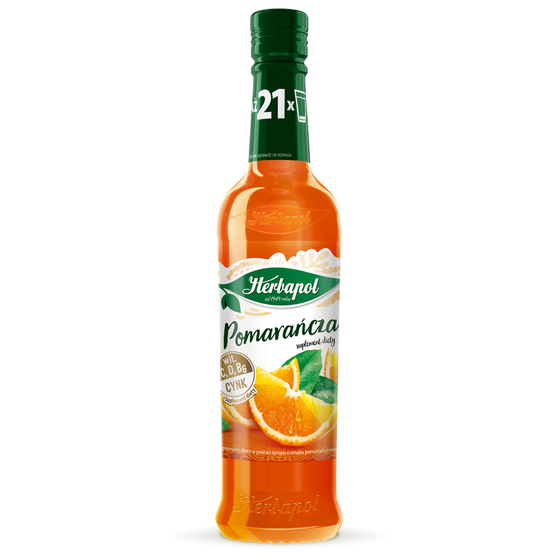 Herbapol Syrop Owocowa Spiżarnia Pomarańcza z wit. C, D, B6 i Cynkiem 420 ml